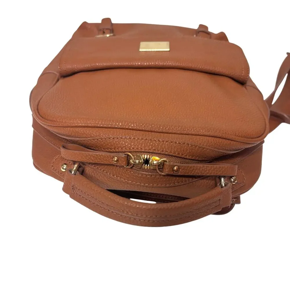 Renwick Camel Leather RFID Protection Backpack